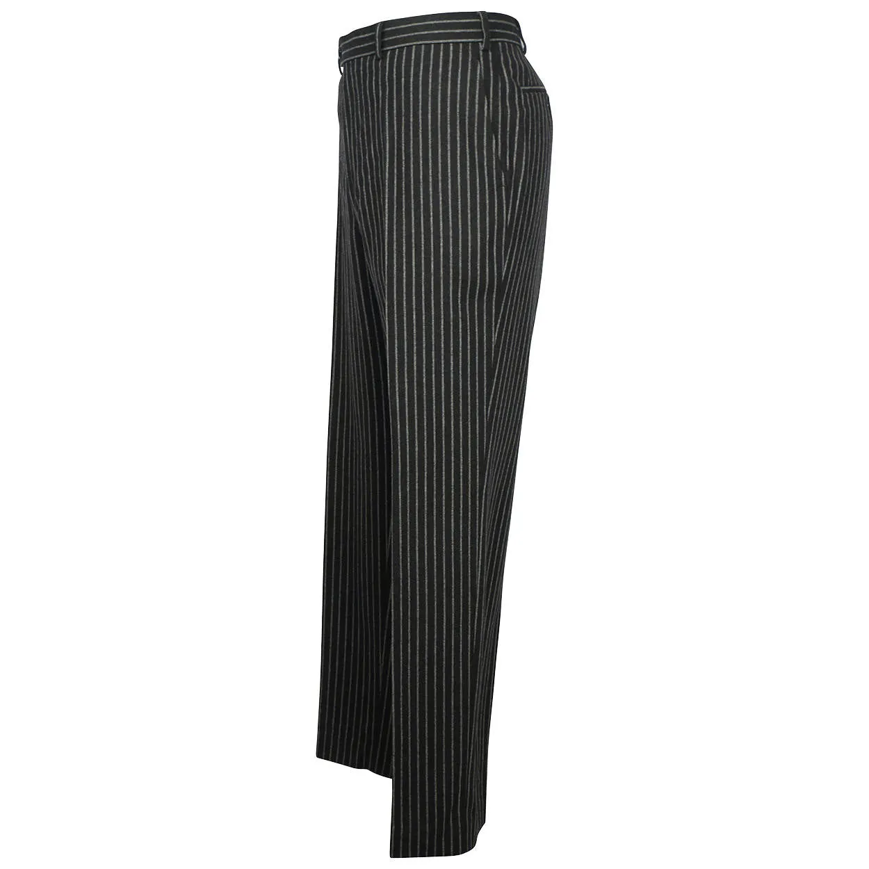 Burberry London Mens Pinstripe Suit Black Wool with Grey Stripes Size 42 Tall