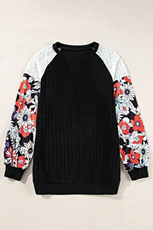 Cotton Stripe Drop Shoulder Sweatshirt