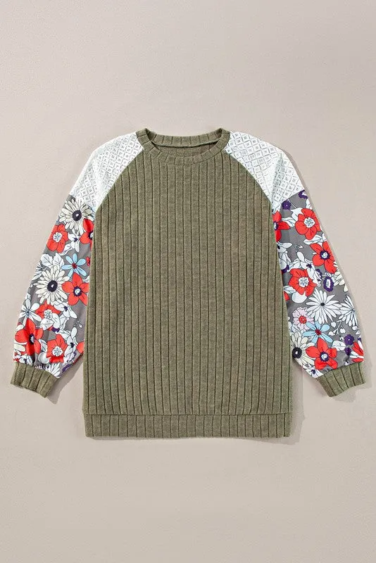 Cotton Stripe Drop Shoulder Sweatshirt