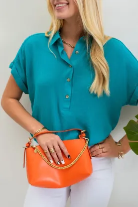 Keep It Casual Teal Button Up Top