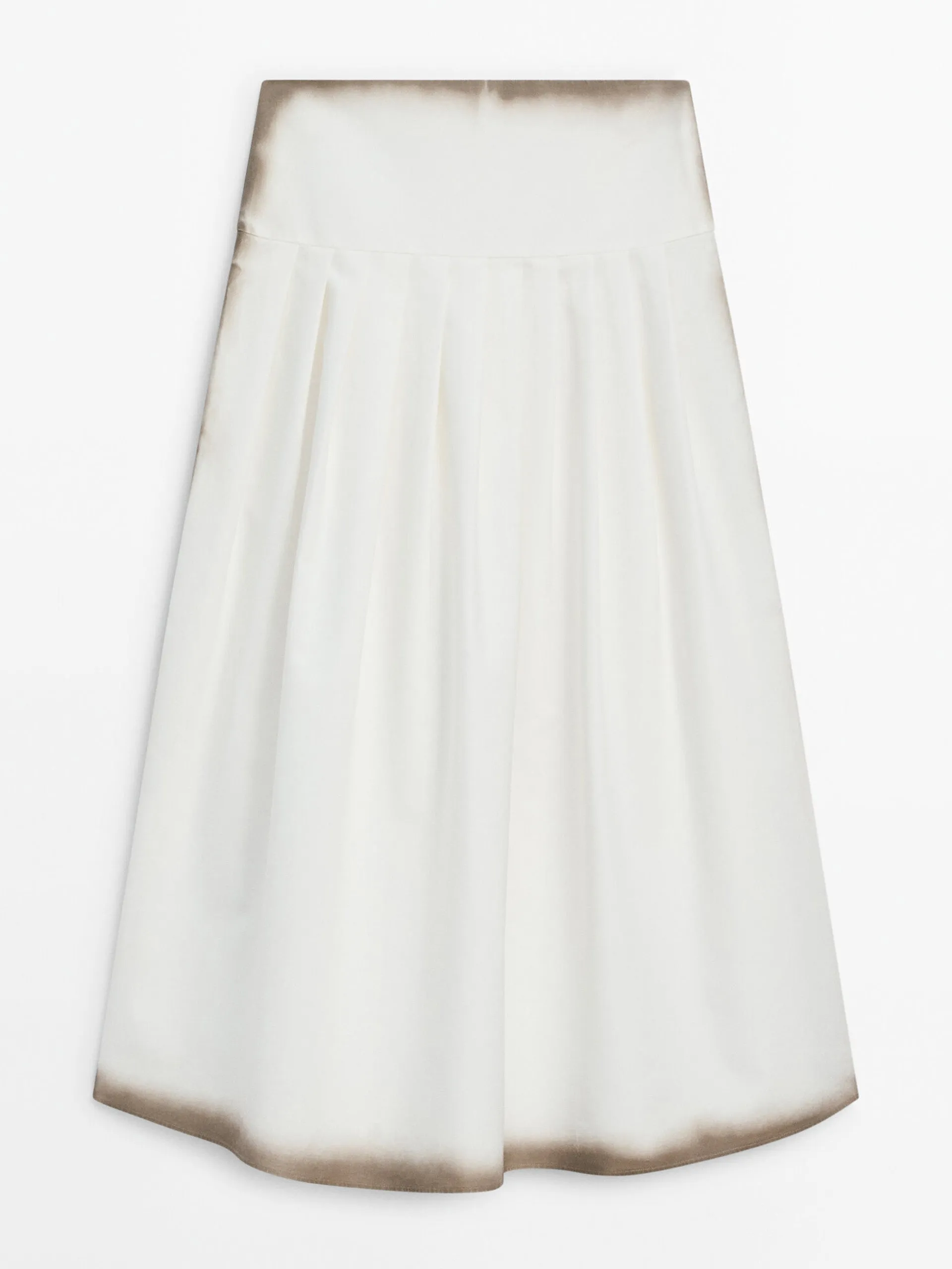 Printed pleated midi skirt with yoke detail
