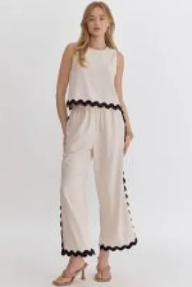 Ric Rac Trim Wide Leg Pant
