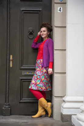 Sherry cotton corduroy skirt - flower garden red