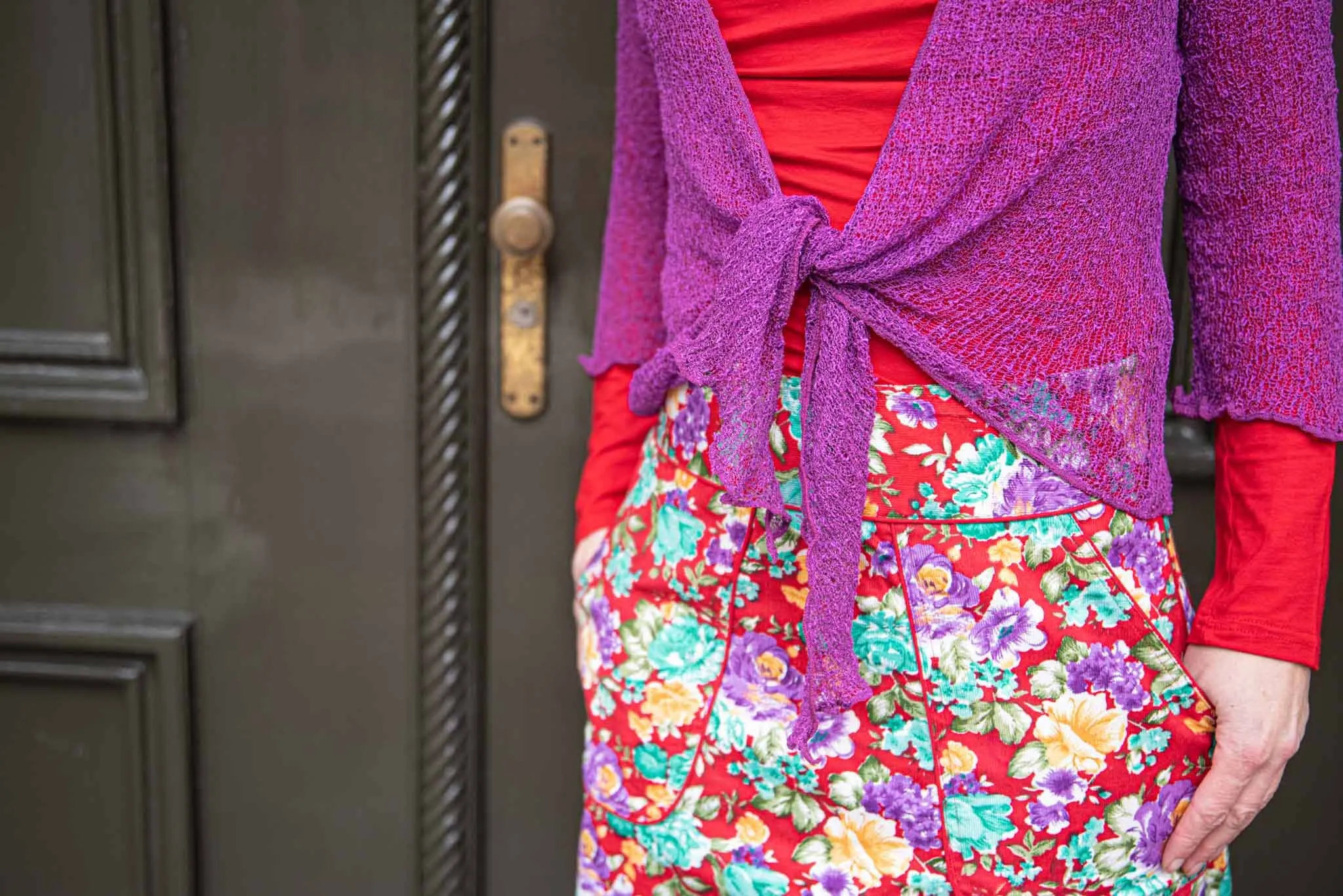 Sherry cotton corduroy skirt - flower garden red