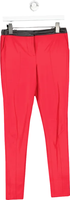 Ted Baker Red Slim Fit Trousers With Faux Leather Waist Band UK S