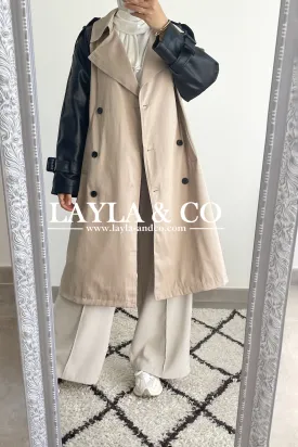 Trench long bi matière