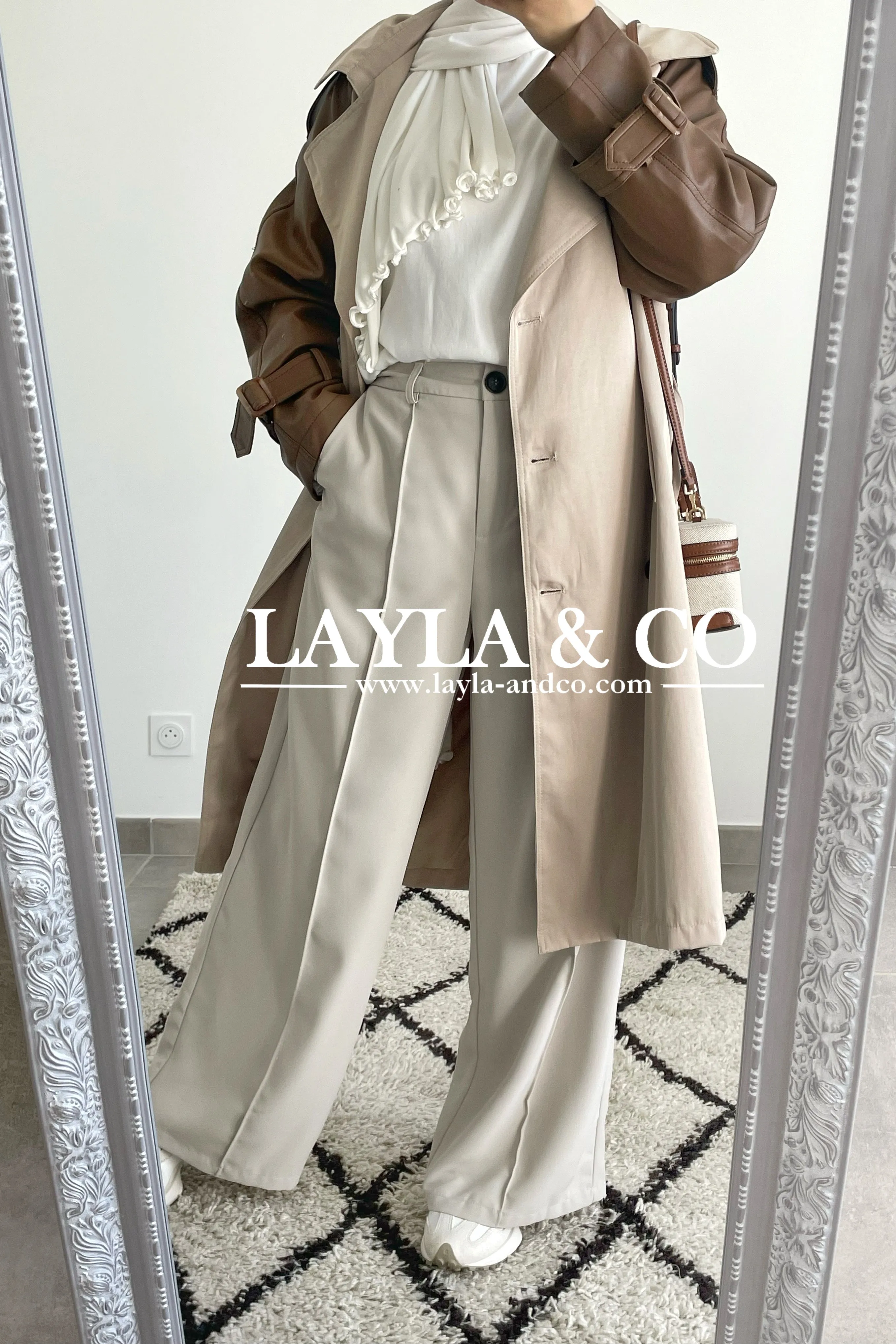 Trench long bi matière