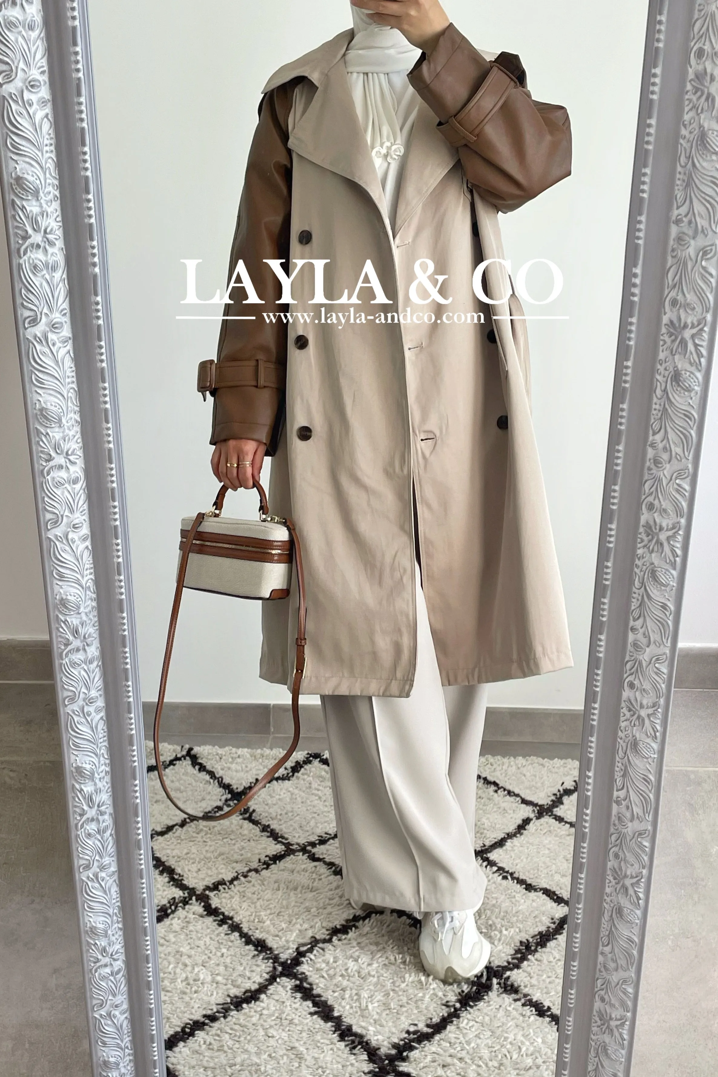 Trench long bi matière