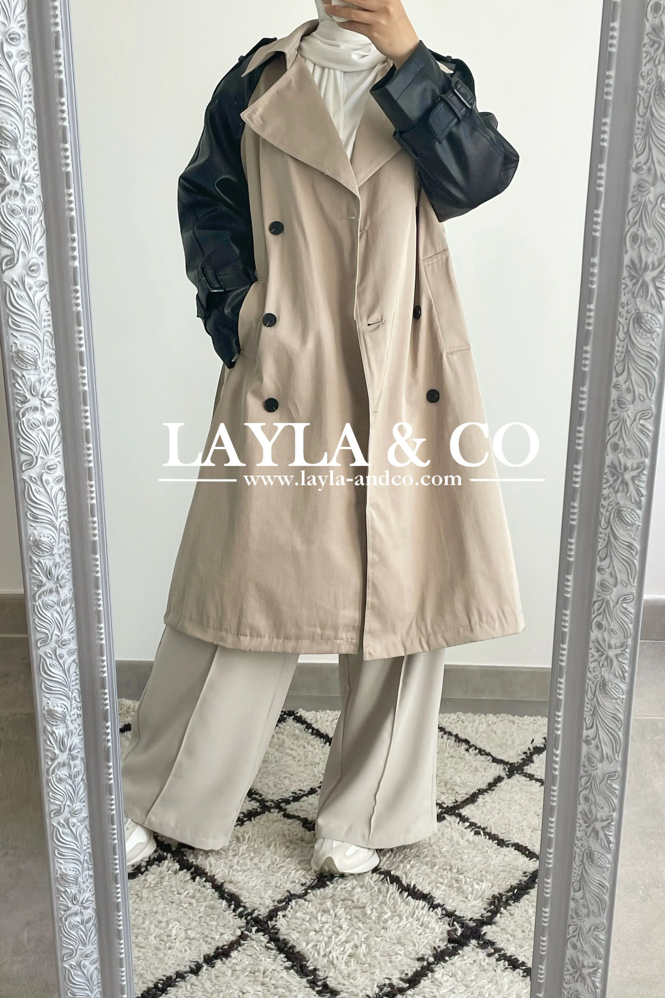Trench long bi matière