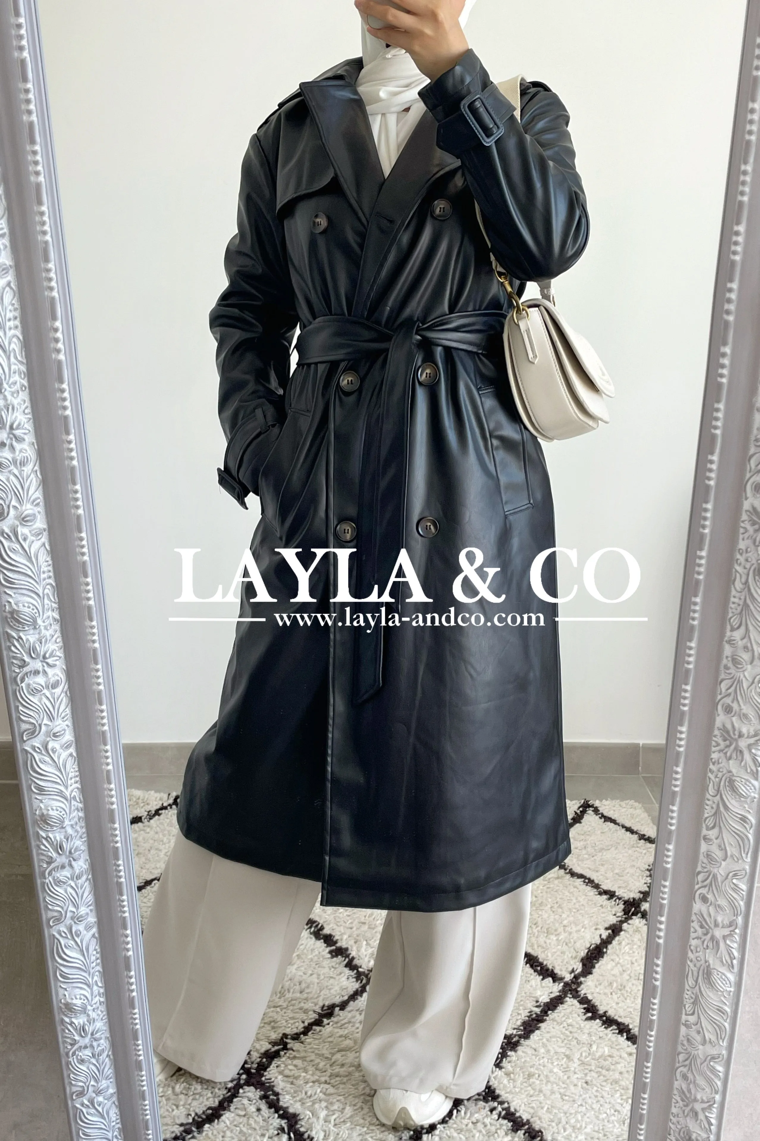 Trench long simili cuir