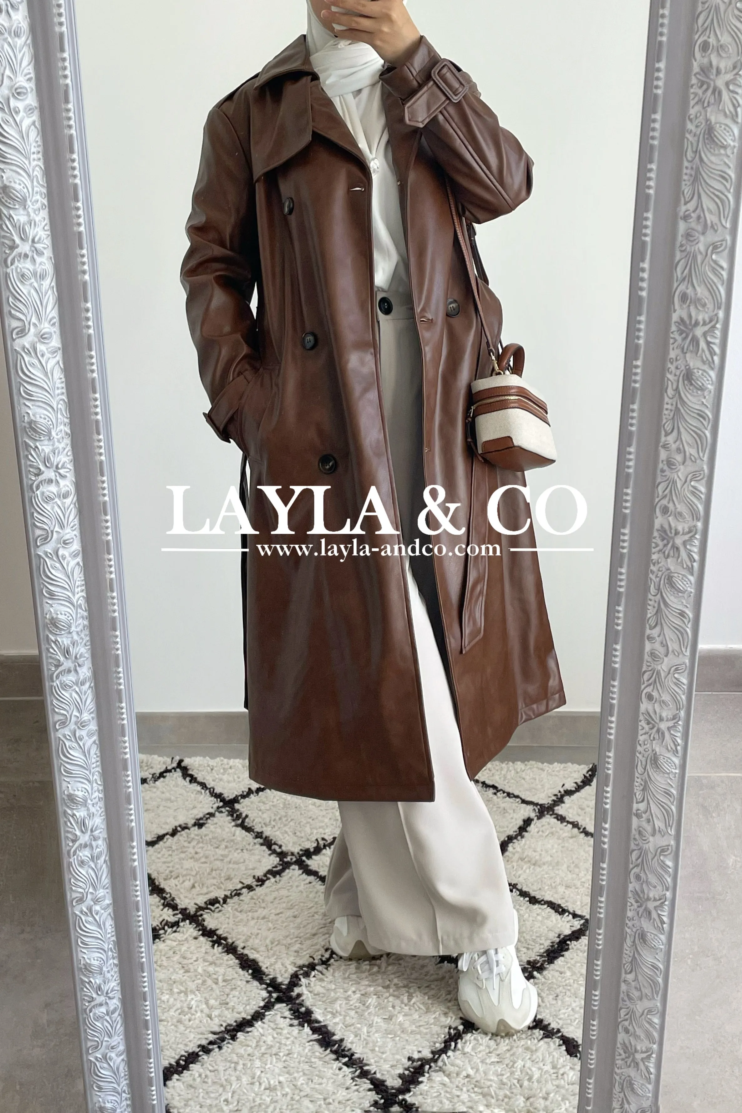 Trench long simili cuir