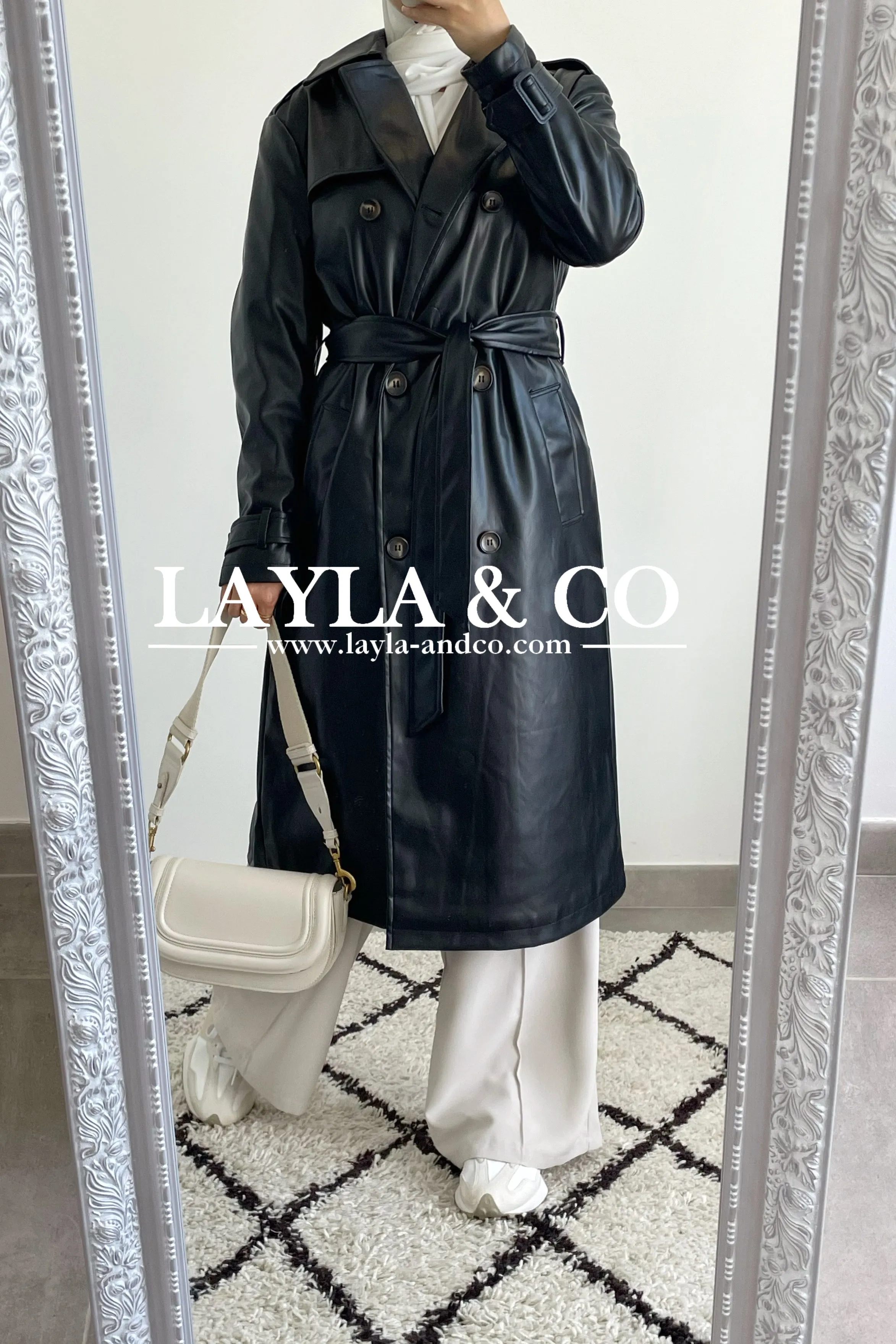 Trench long simili cuir