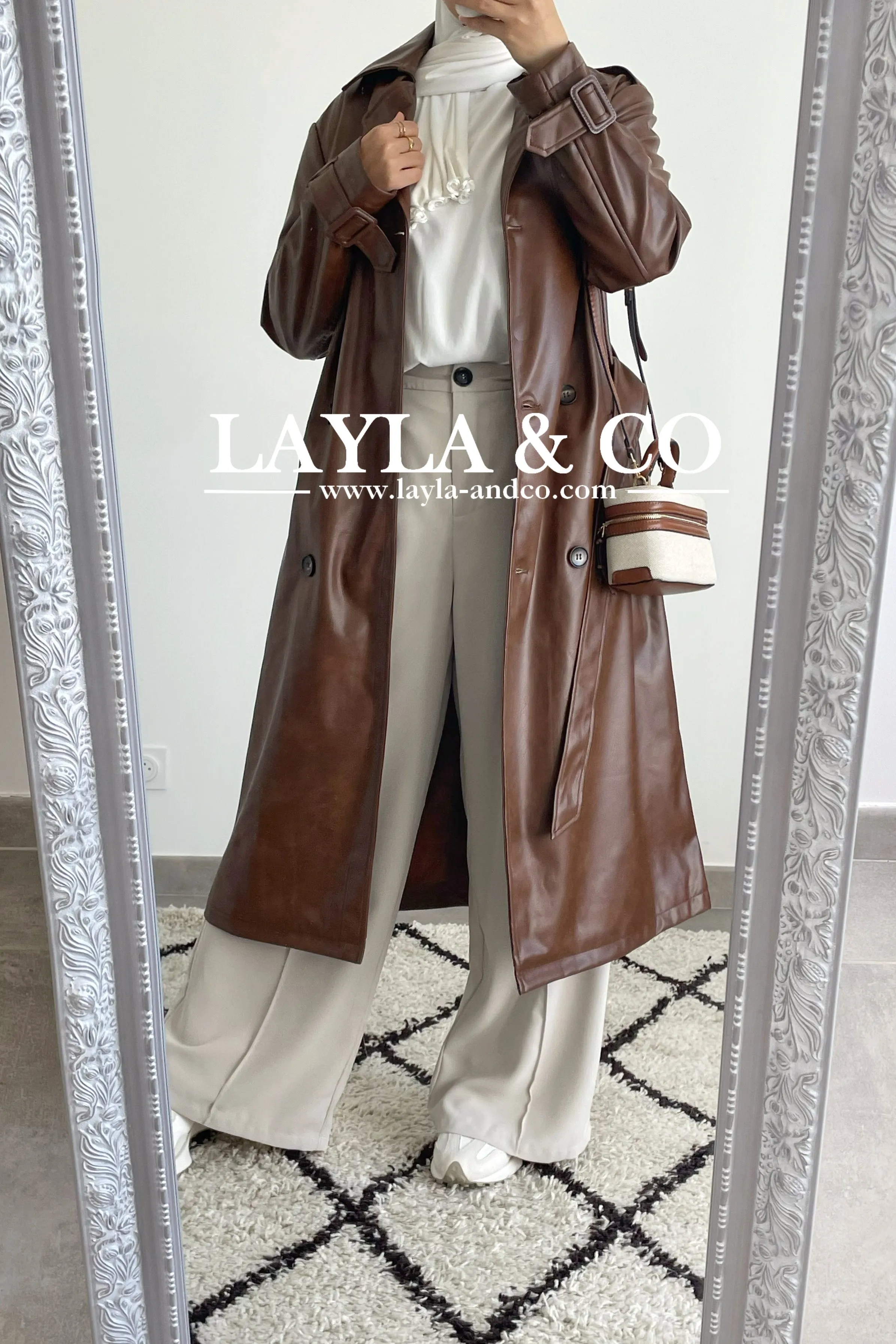 Trench long simili cuir