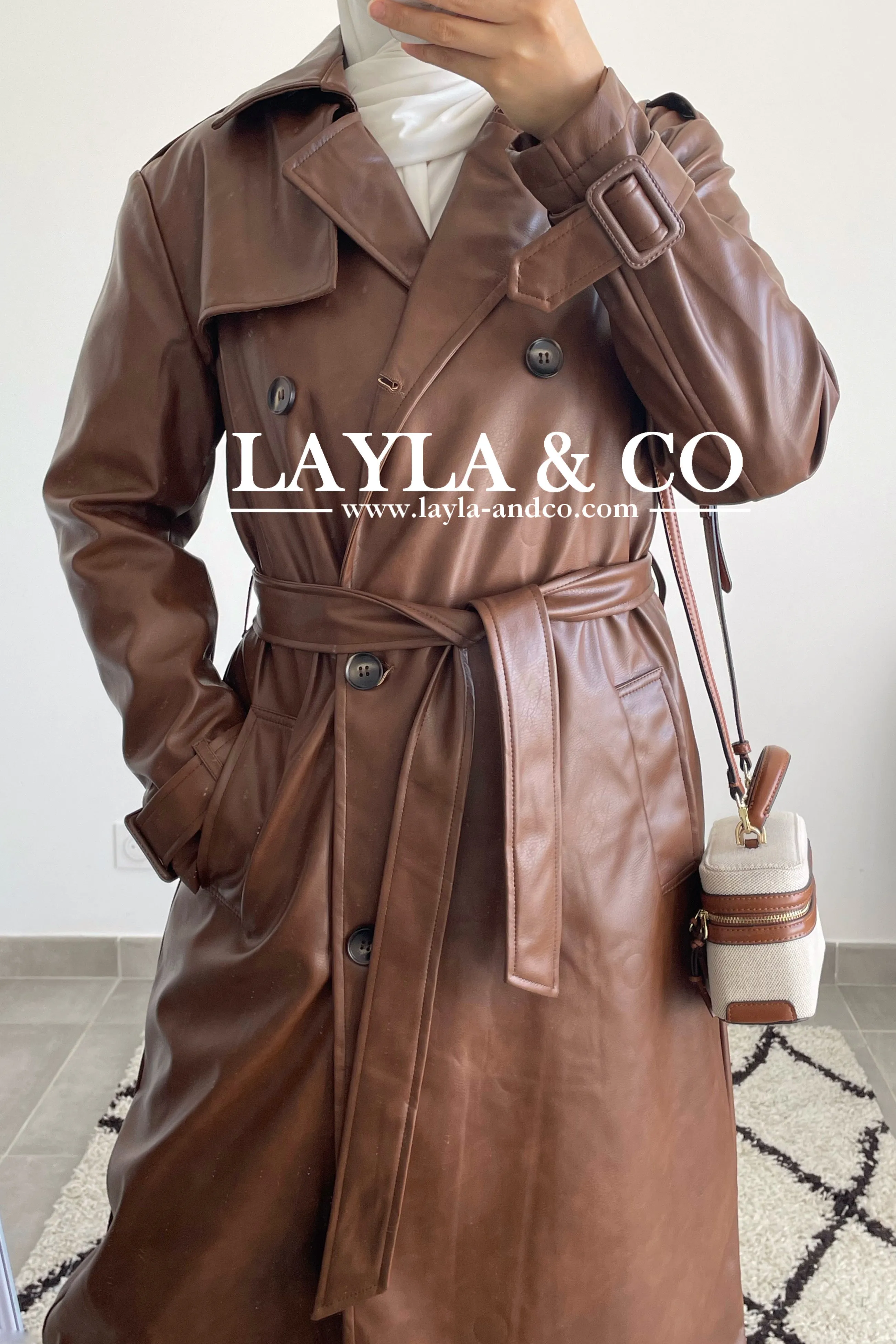 Trench long simili cuir
