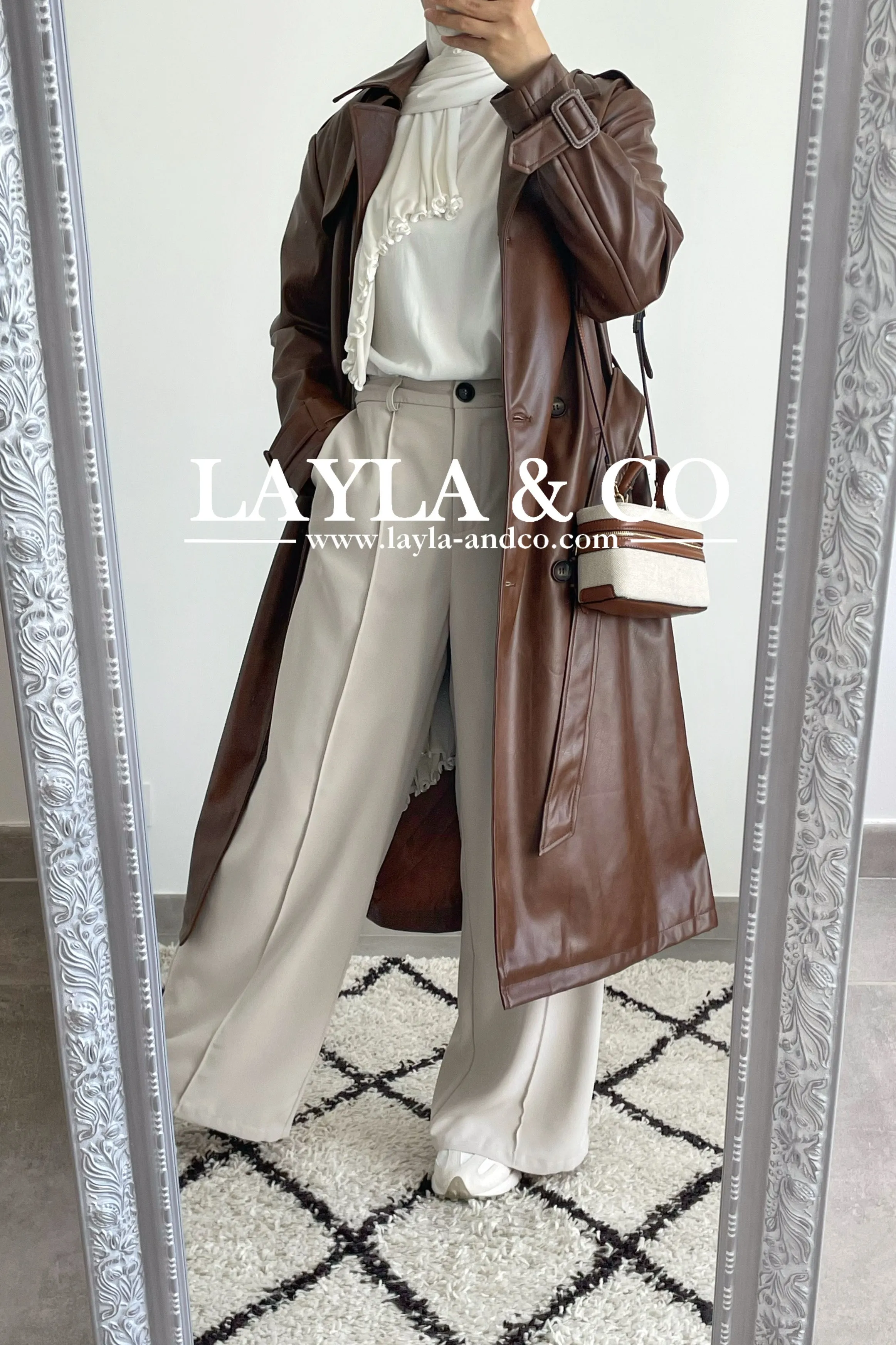 Trench long simili cuir