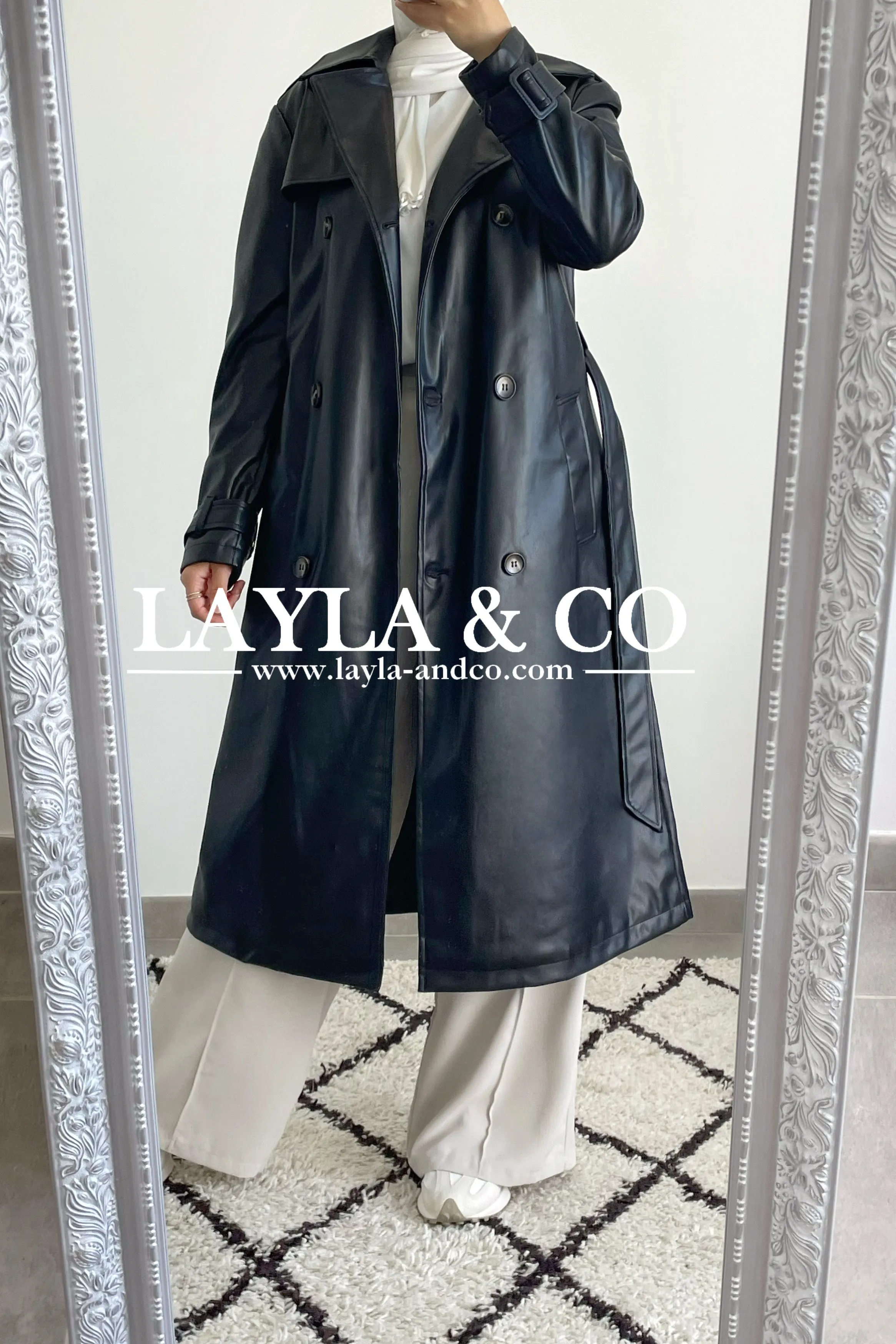 Trench long simili cuir