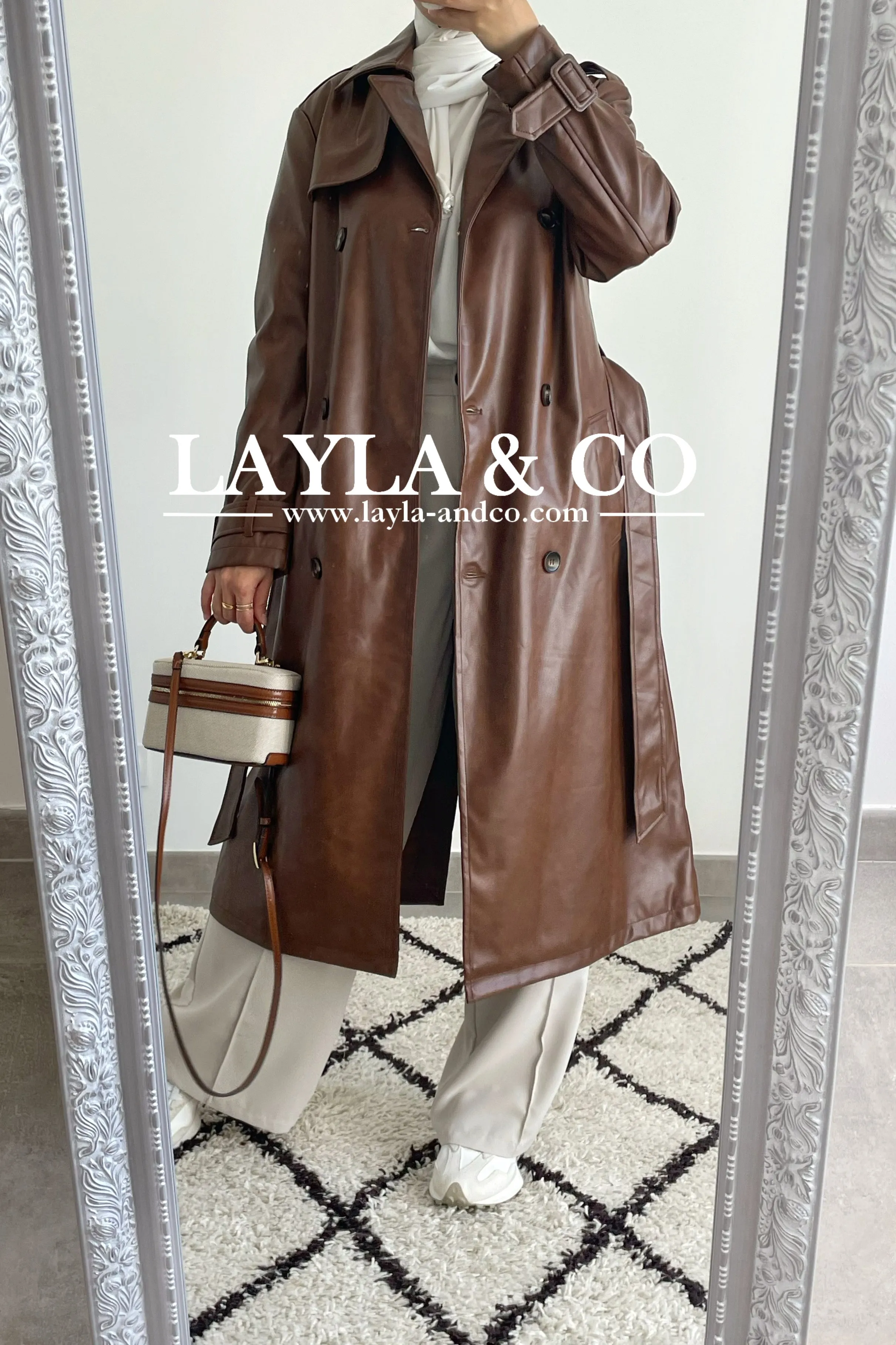 Trench long simili cuir